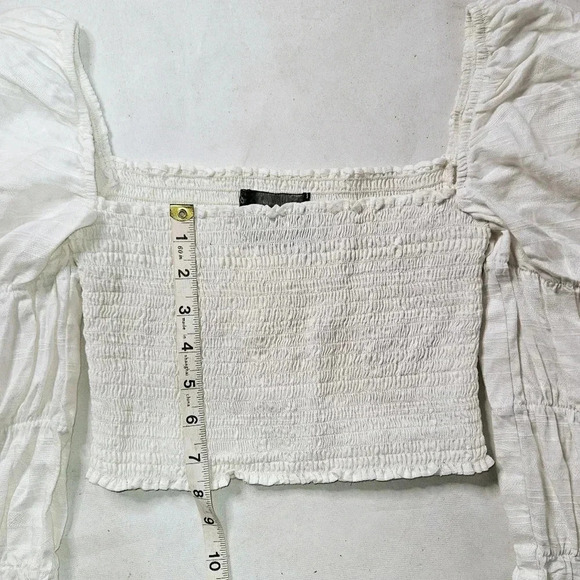 Reformation Gala Top Boho Cropped Lenin Blend Oat  White Sz Small - Picture 8 of 9